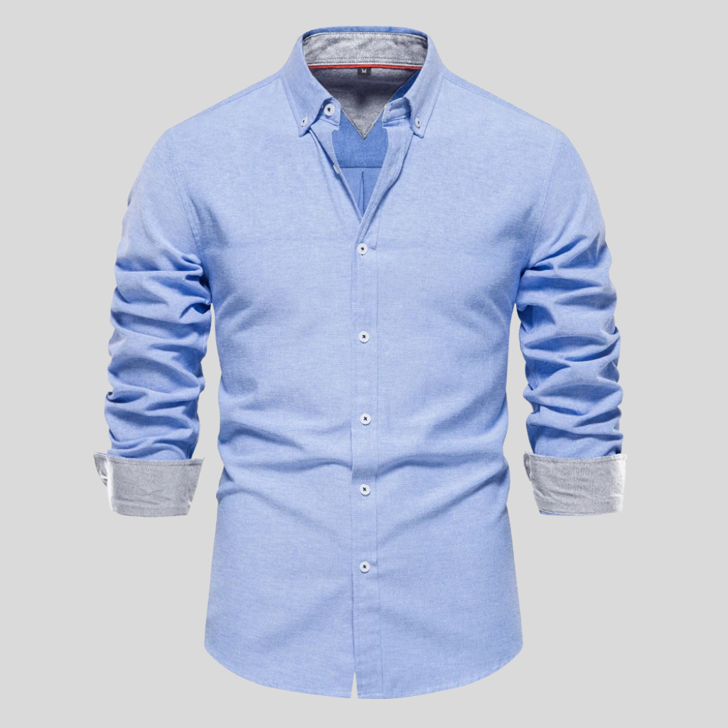 Classic Button Front Layered Collar Long Sleeve Shirt