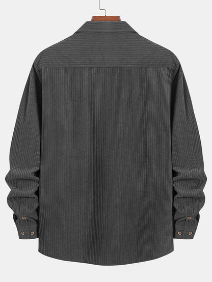 Classic Button Front Collared Long Sleeve Shirt