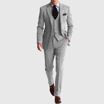 Slim fit garnitur trzyczęściowy