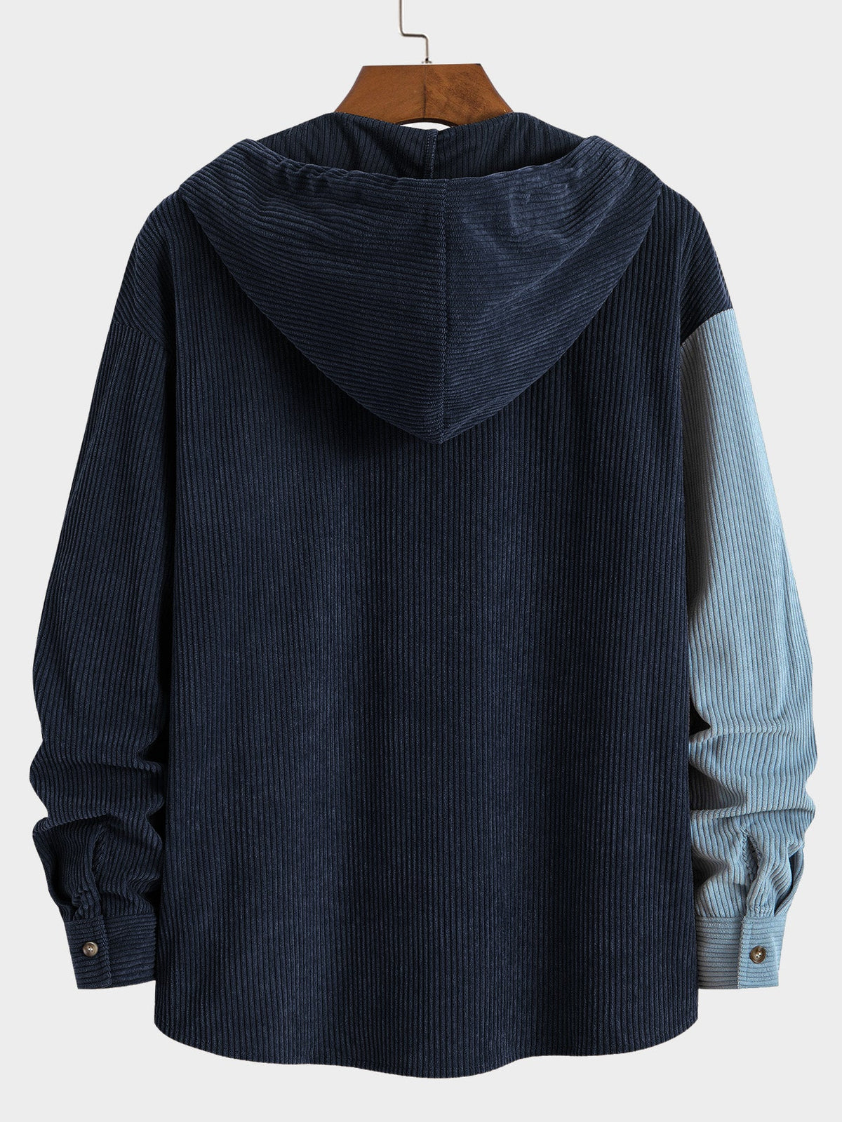 Patchwork Hooded Button Front Casual Jacket