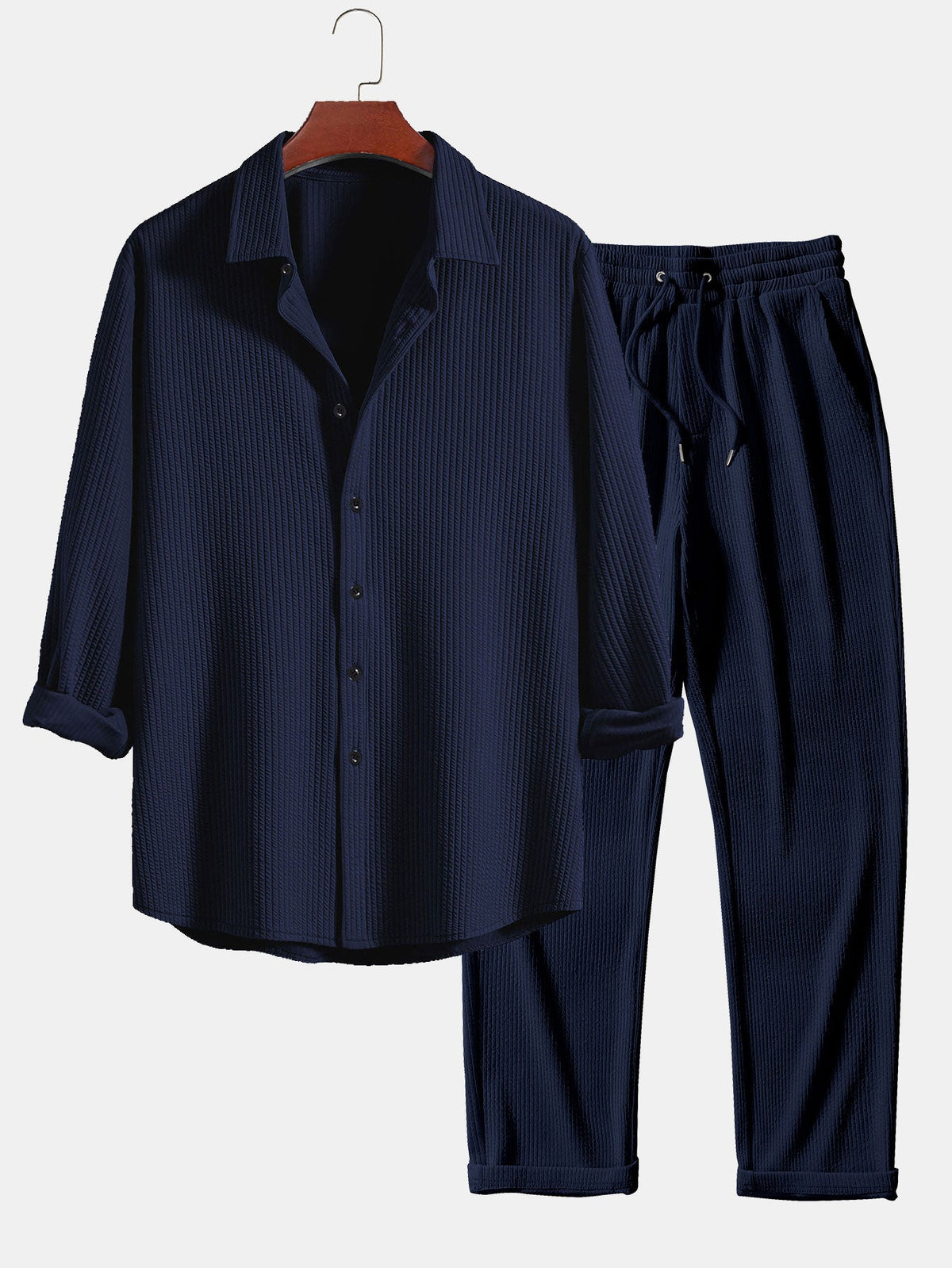 Elegant Button Front Shirt Matching Pants Set