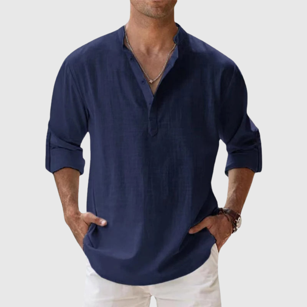 Relaxed Button Neck Summer Shirt