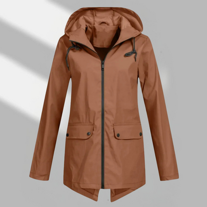 Elegant Hooded Zip Front Utility Coat