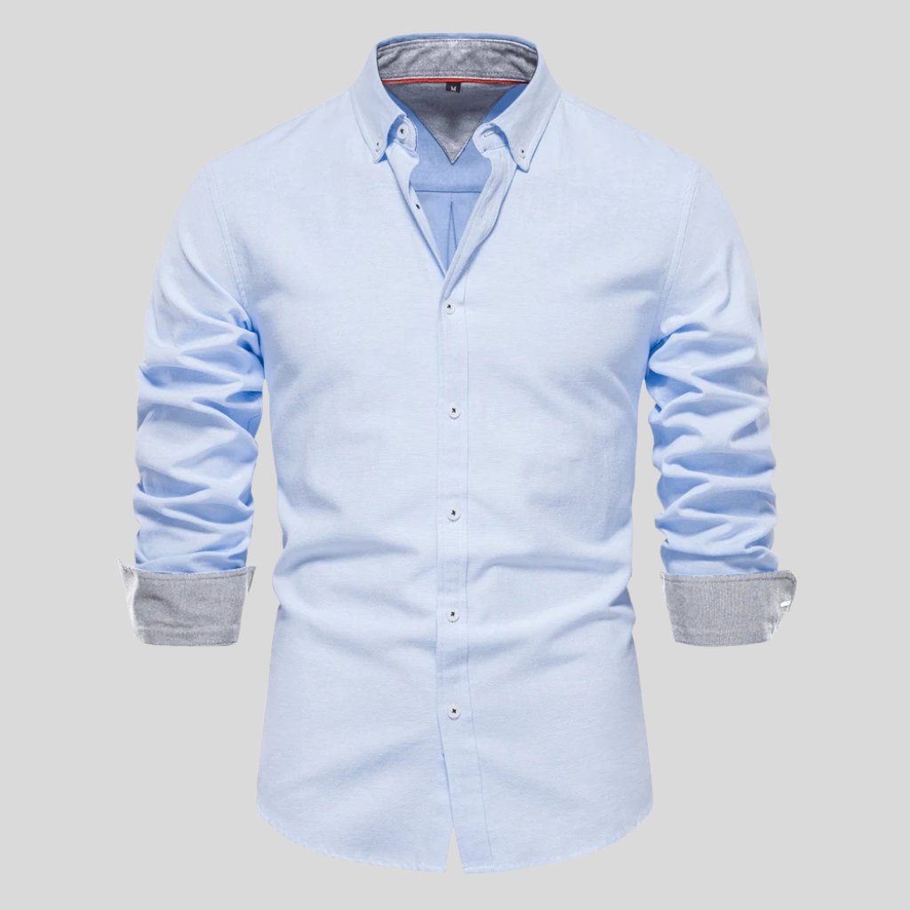 Classic Button Front Layered Collar Long Sleeve Shirt