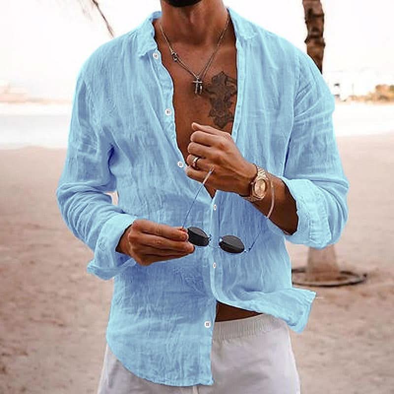 Classic Button Front Shirt with Long Sleeve Design