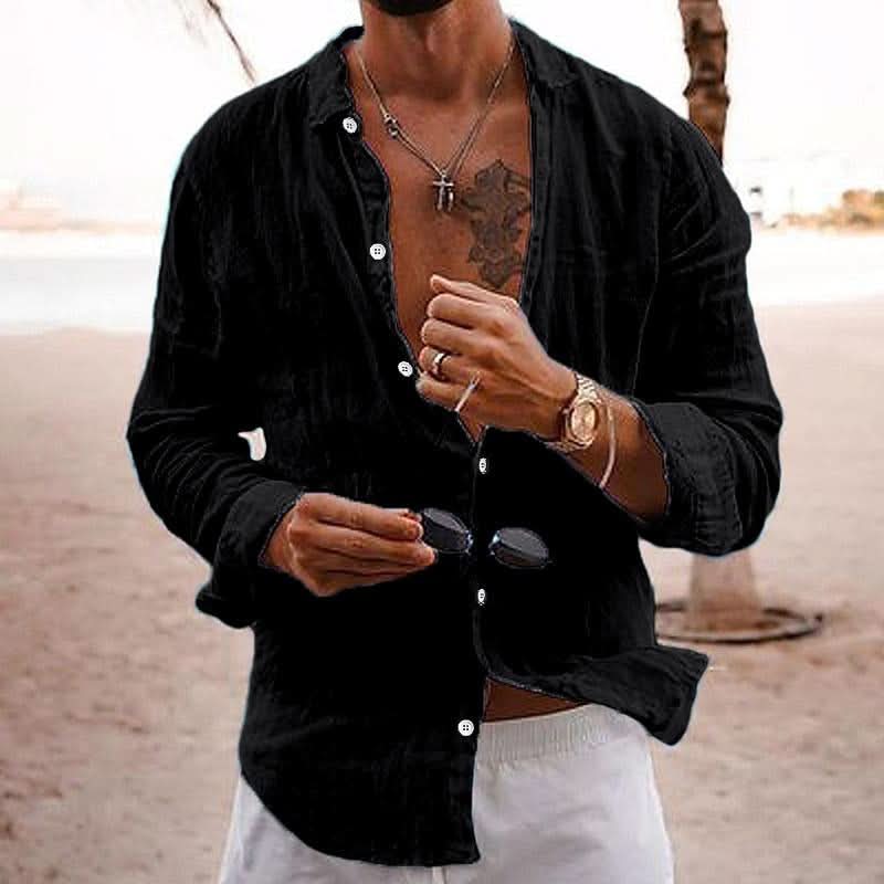 Classic Button Front Shirt with Long Sleeve Design