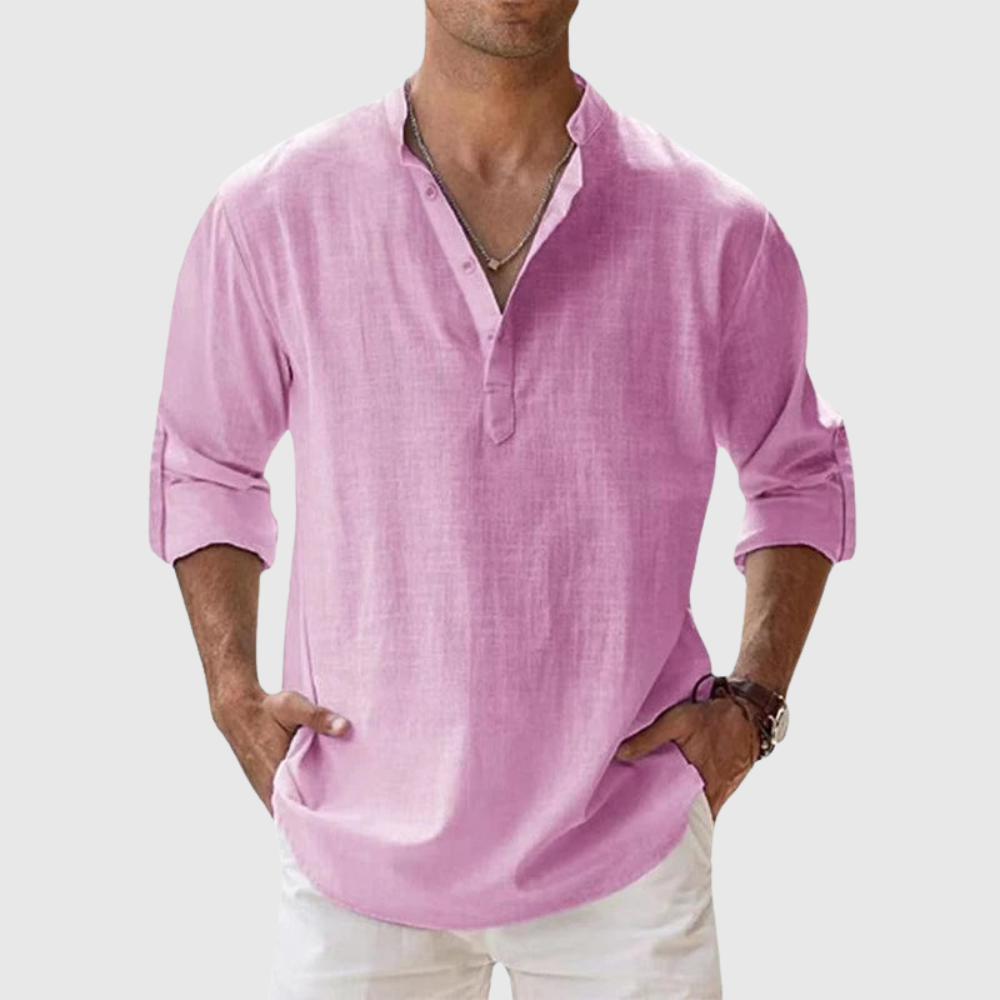 Relaxed Button Neck Summer Shirt