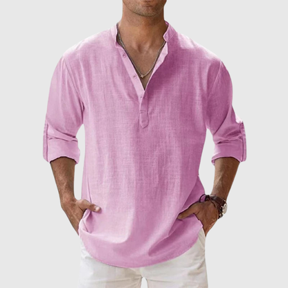 Relaxed Button Neck Summer Shirt