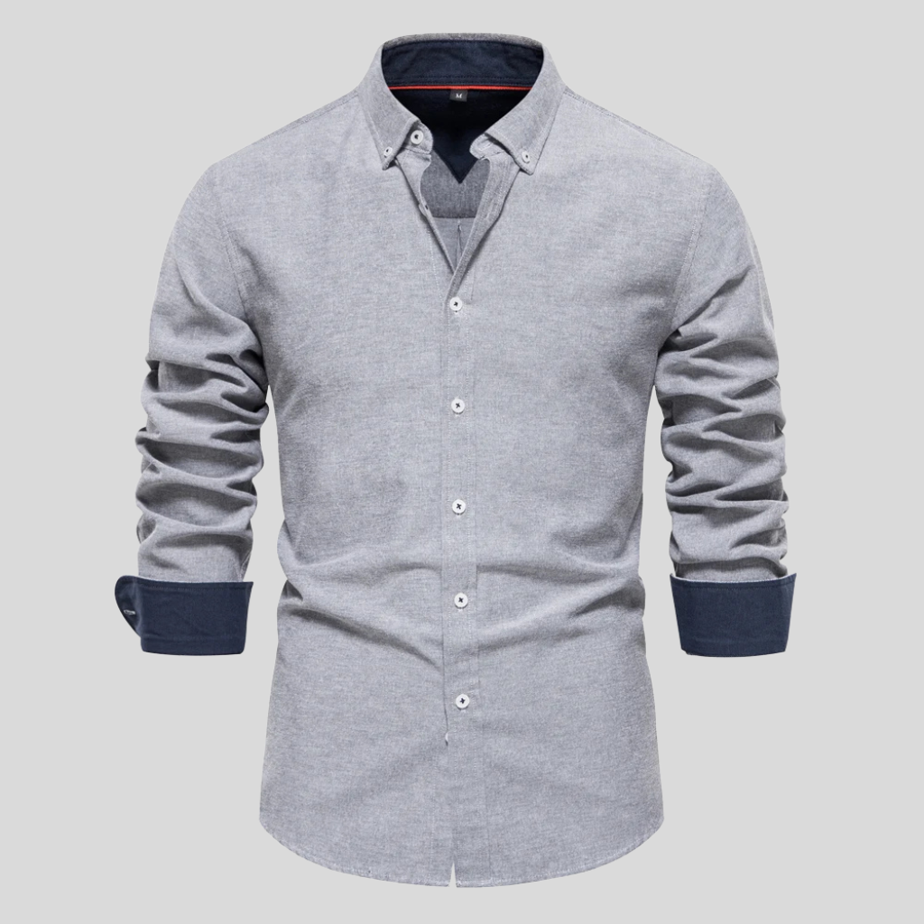 Classic Button Front Layered Collar Long Sleeve Shirt