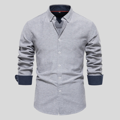 Classic Button Front Layered Collar Long Sleeve Shirt