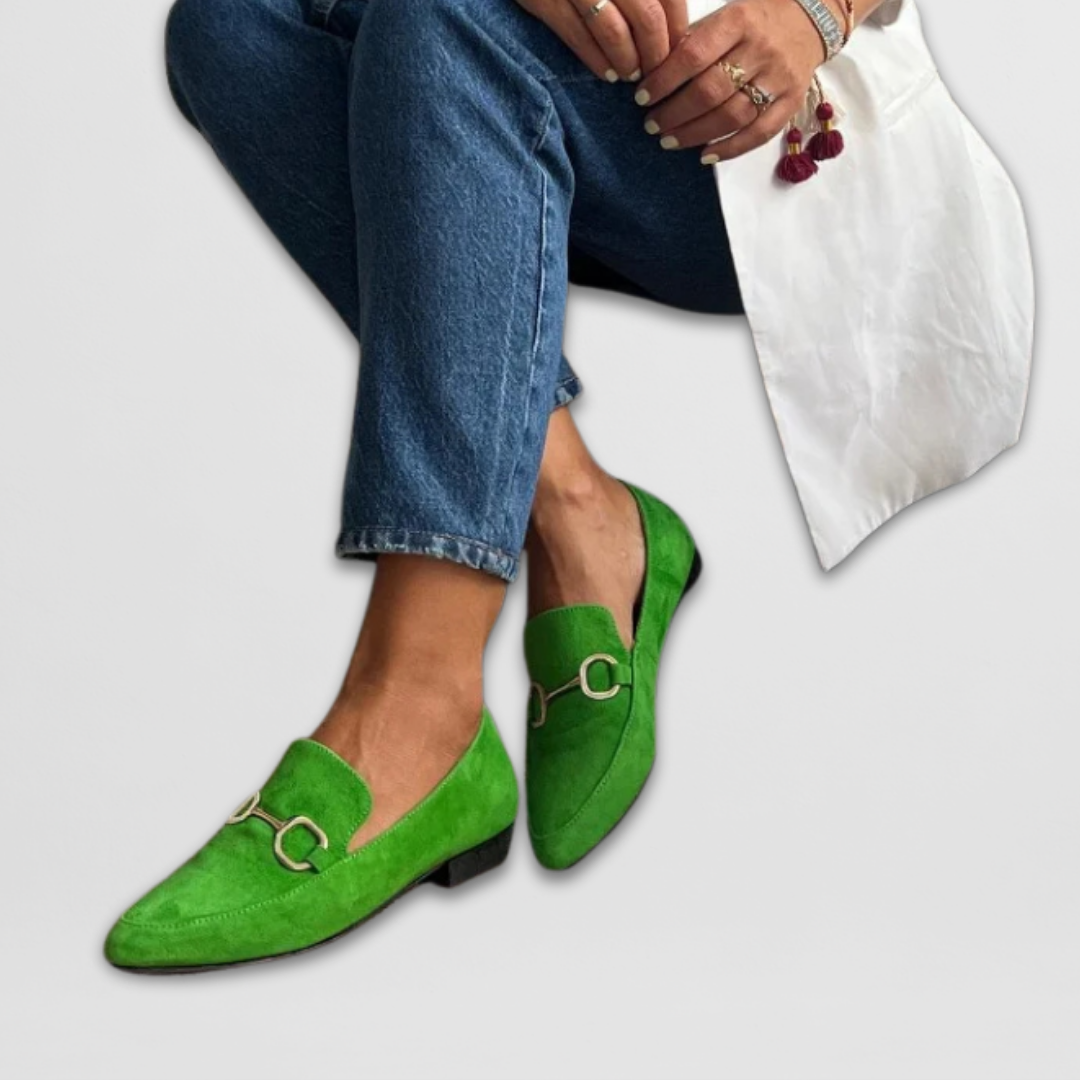 Elegant Pointed Toe Buckle Detail Loafers