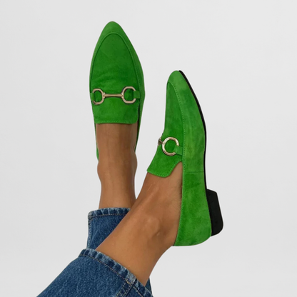 Elegant Pointed Toe Buckle Detail Loafers