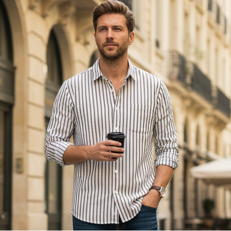Vertical Stripe Long Sleeve Shirt
