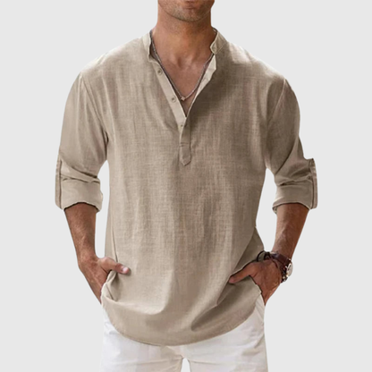Relaxed Button Neck Summer Shirt
