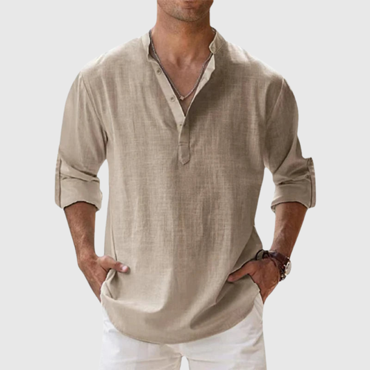 Relaxed Button Neck Summer Shirt