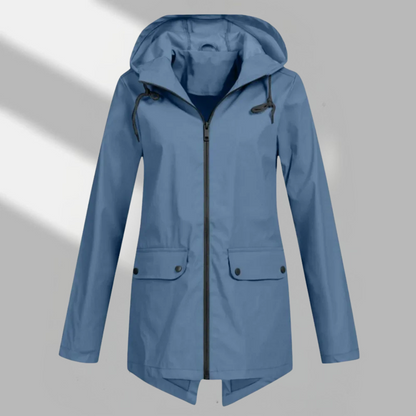 Elegant Hooded Zip Front Utility Coat
