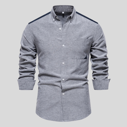 Classic Button Front Layered Collar Long Sleeve Shirt