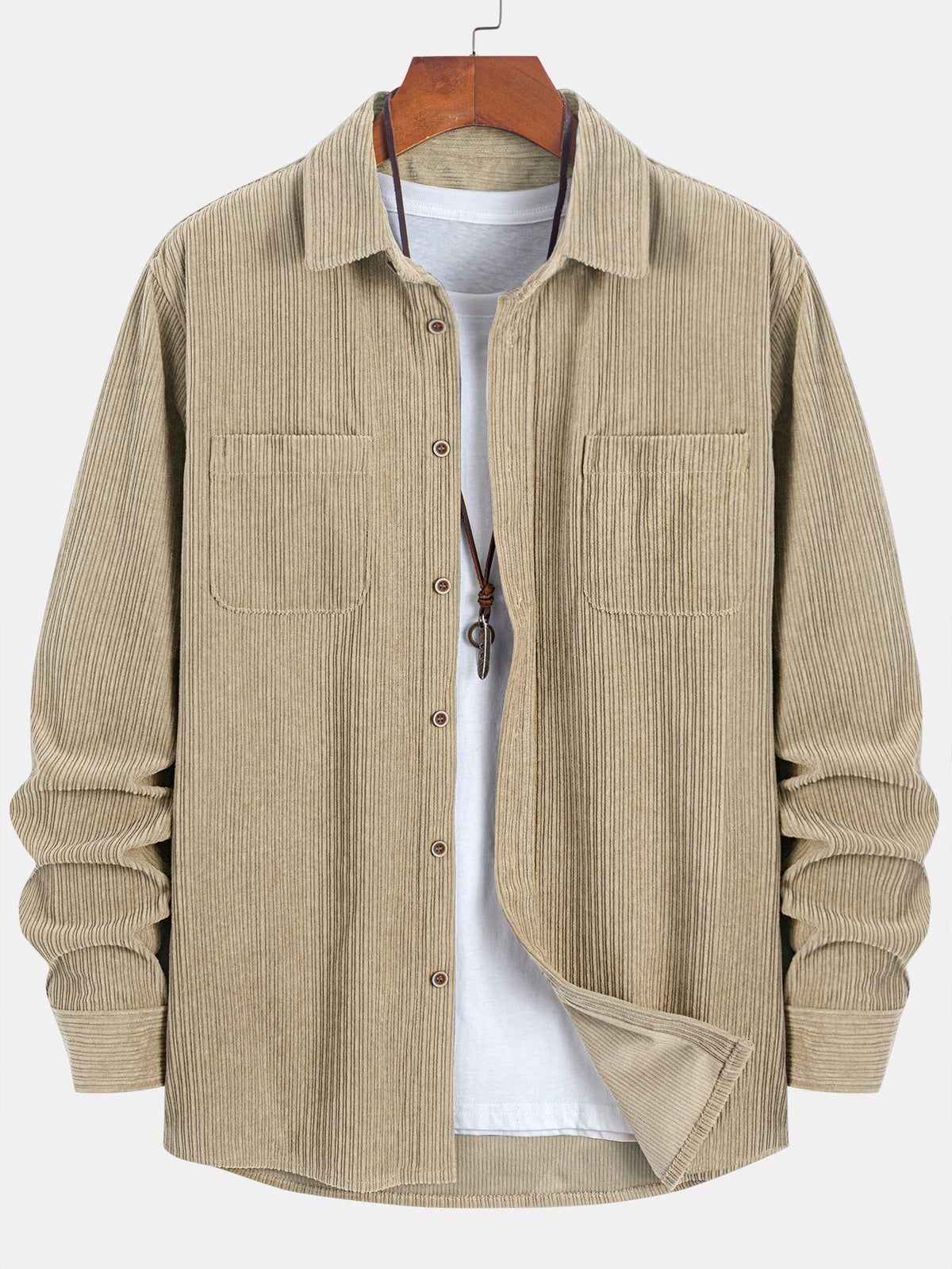 Classic Button Front Collared Long Sleeve Shirt