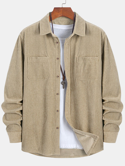 Classic Button Front Collared Long Sleeve Shirt