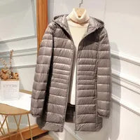 Hooded Quilted Zip Front Longline Coat