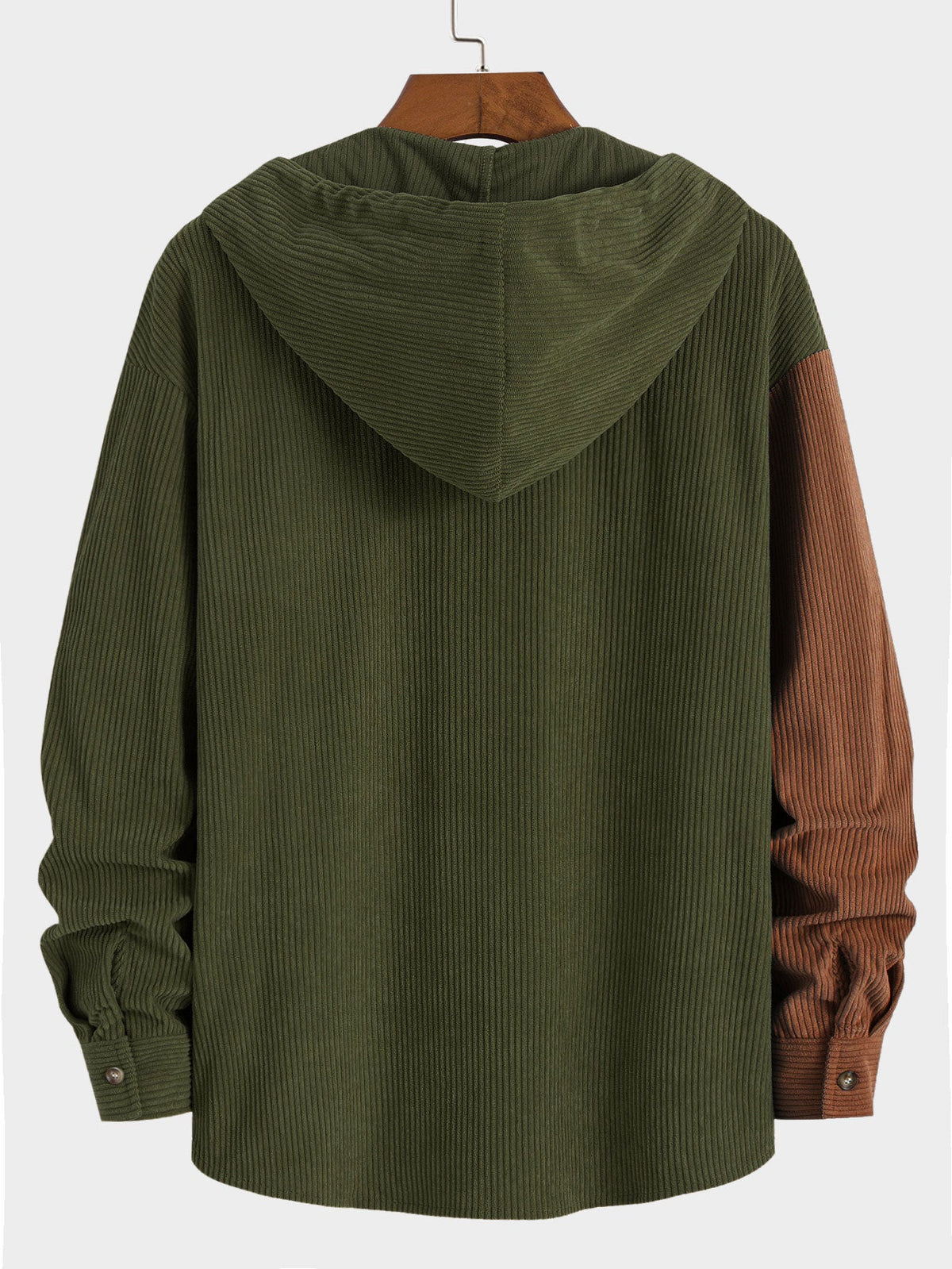 Patchwork Hooded Button Front Casual Jacket