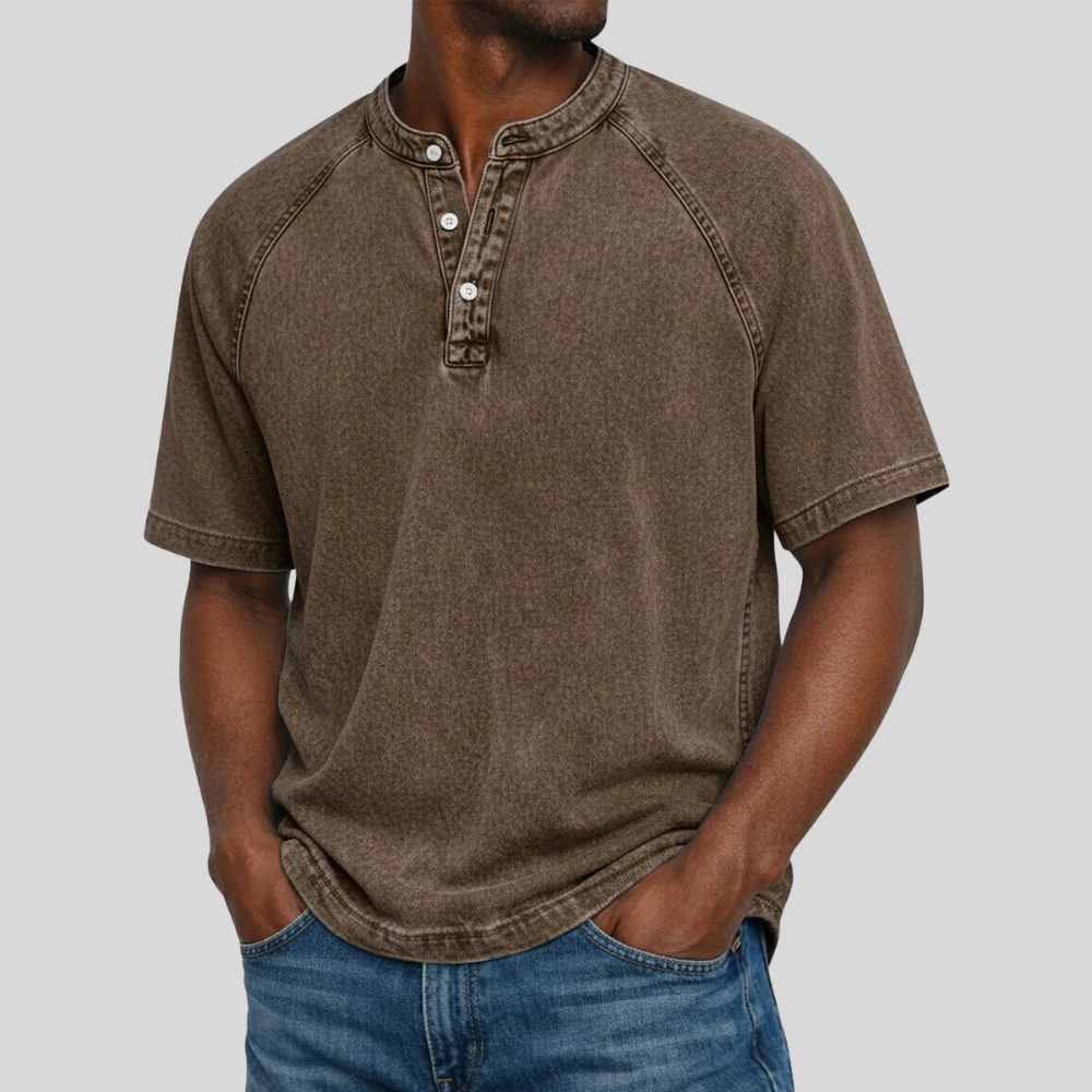 Vintage'owa, prana koszulka henley casualowa