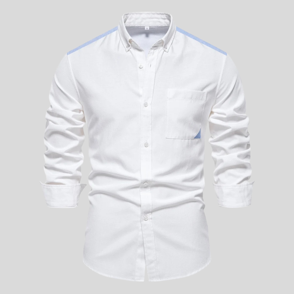 Classic Button Front Layered Collar Long Sleeve Shirt
