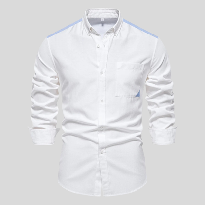 Classic Button Front Layered Collar Long Sleeve Shirt