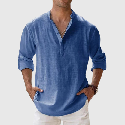 Relaxed Button Neck Summer Shirt