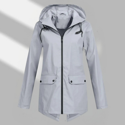 Elegant Hooded Zip Front Utility Coat