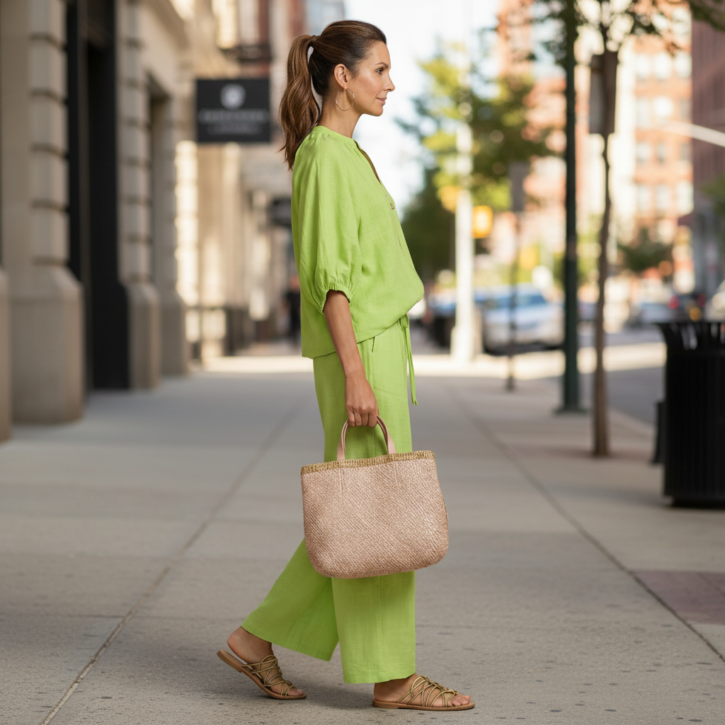 Wide-Leg Two-Piece Set with Zip Neckline