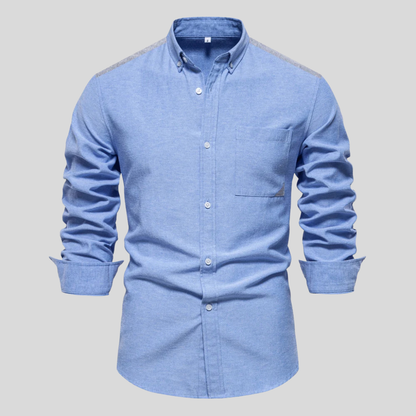 Classic Button Front Layered Collar Long Sleeve Shirt