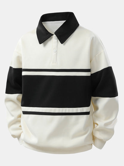 Classic Striped Collared Pullover Shirt