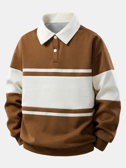 Classic Striped Collared Pullover Shirt