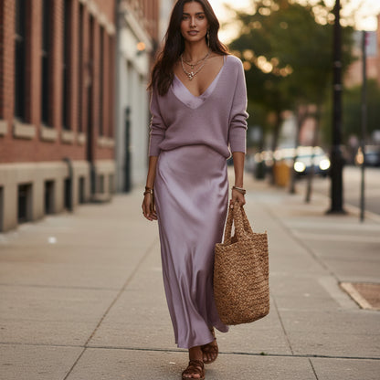 Maxi Dress Set With Cozy Sweater