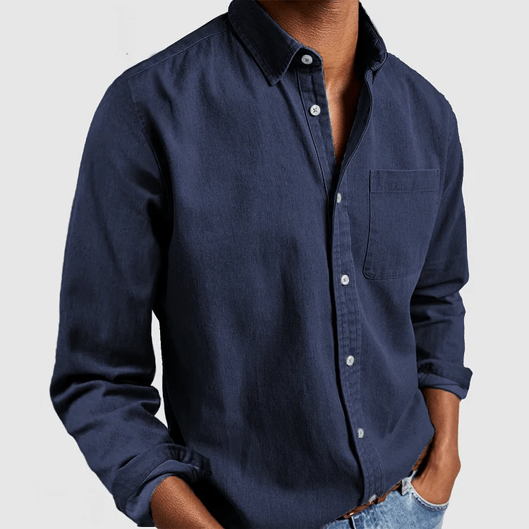 Airy Linen Shirt for Men - Long Sleeves & Regular Fit 0