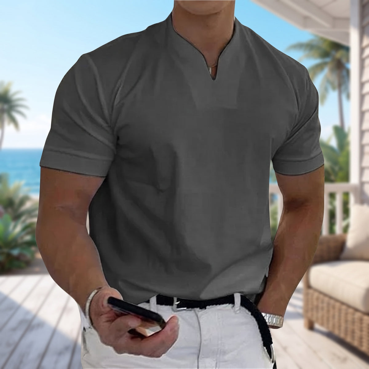 Modern V-Notch Casual T-Shirt