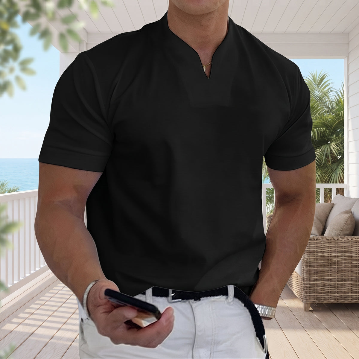 Modern V-Notch Casual T-Shirt