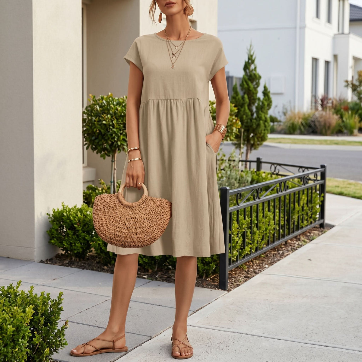 Elegant Side Pocket Midi Dress