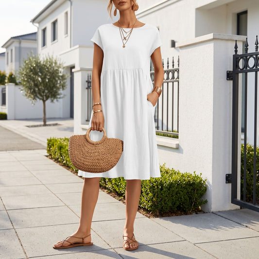 Elegant Side Pocket Midi Dress