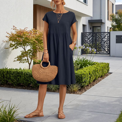 Elegant Side Pocket Midi Dress