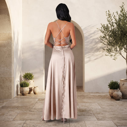 Strapless High Slit Maxi Dress