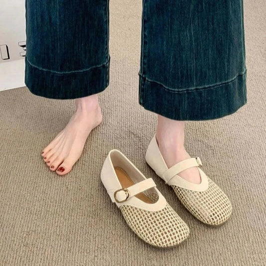 Casual Flat Shoes - Breathable Mesh with Leopard Print Trim 1
