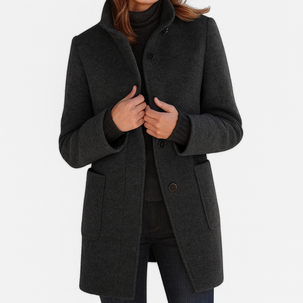 Elegant Button Front Longline Collared Coat