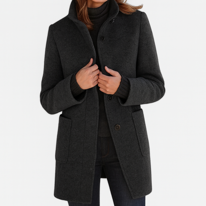 Elegant Button Front Longline Collared Coat