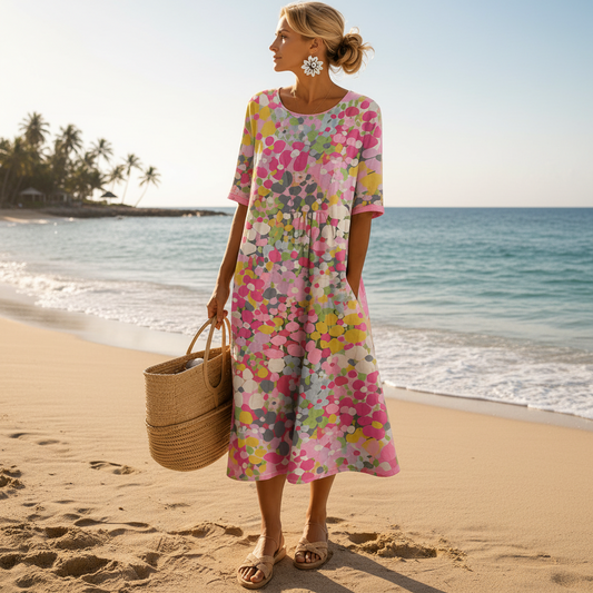 Floral Midi Dress With a Relaxed Fit