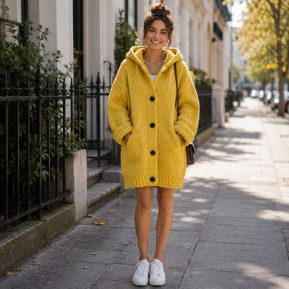 Hooded Longline Cardigan With a Casual Drape