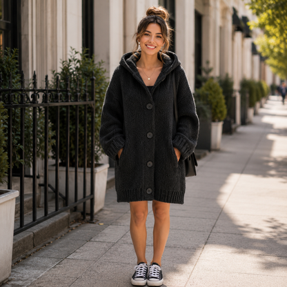 Hooded Longline Cardigan With a Casual Drape