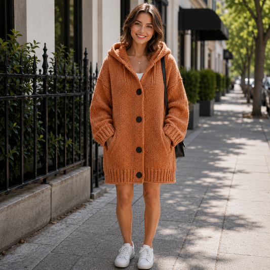 Hooded Longline Cardigan With a Casual Drape