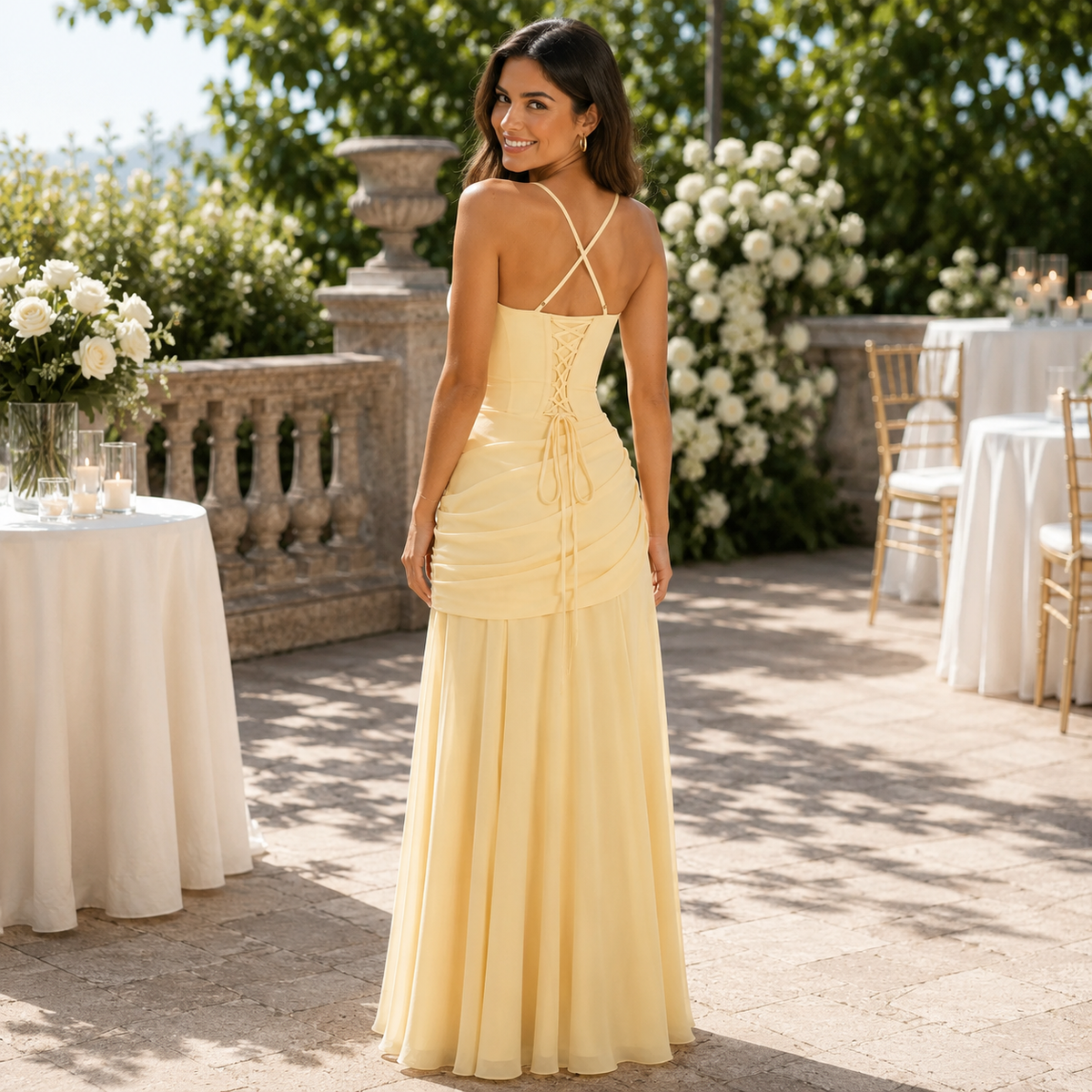 Gathered Ruched Maxi Dress